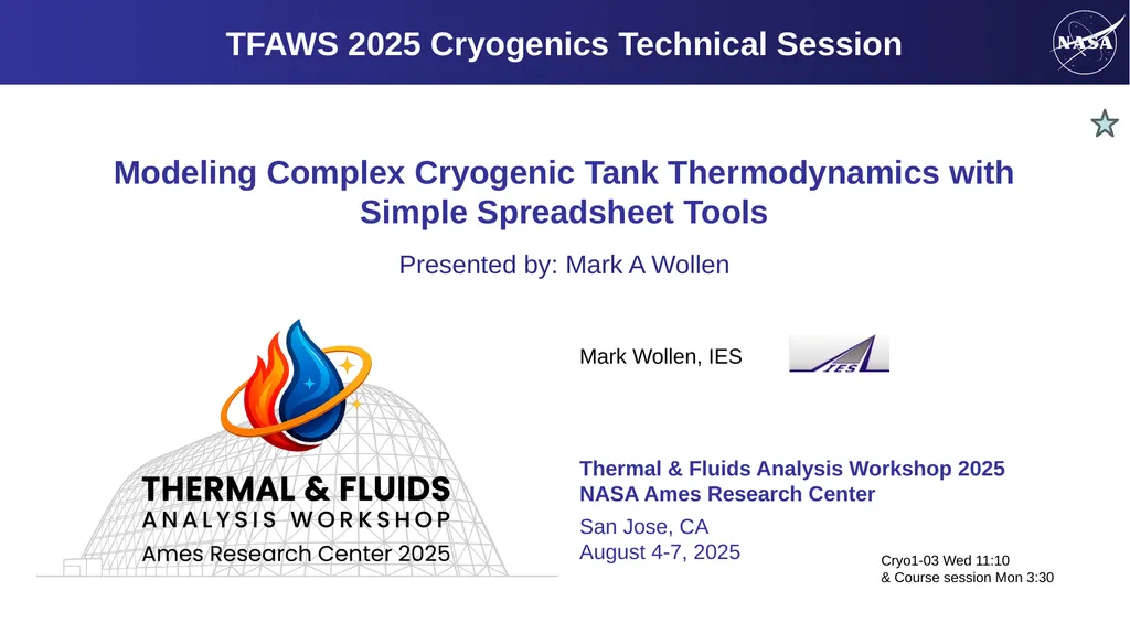 Mark Wollen, IES Modeling Complex Cryogenic Tank - slide 1 of 38