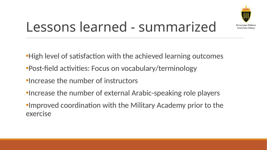 The military exercise as an arena for practicing - slide 17 of 18