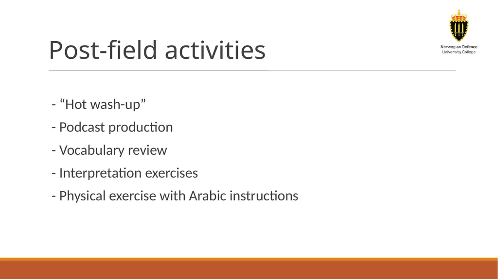 The military exercise as an arena for practicing - slide 9 of 18