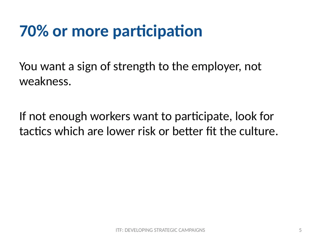 TACTICS ITF: Developing strategic campaigns Module - slide 5 of 20