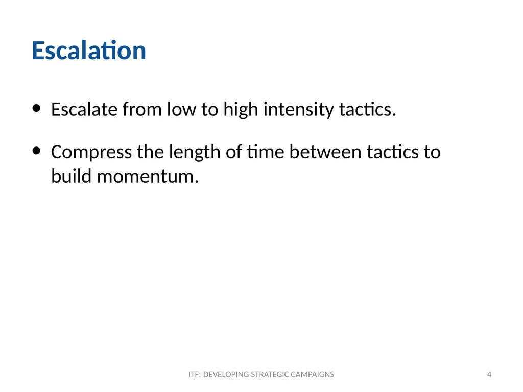 TACTICS ITF: Developing strategic campaigns Module - slide 4 of 20