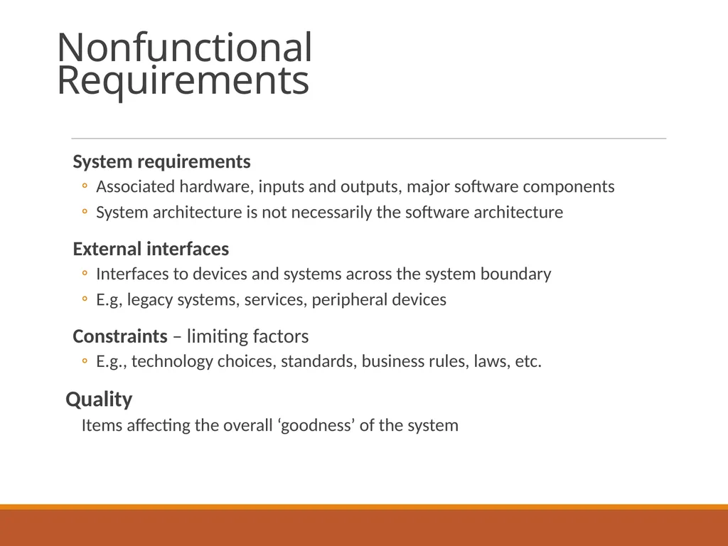 Non-Functional Requirements Quality attributes and - slide 4 of 11