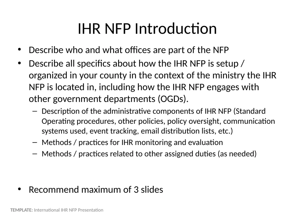 International IHR NFP Presentation Name - slide 6 of 13