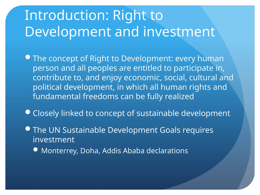 Right to development and Obligations for Investors - slide 2 of 7