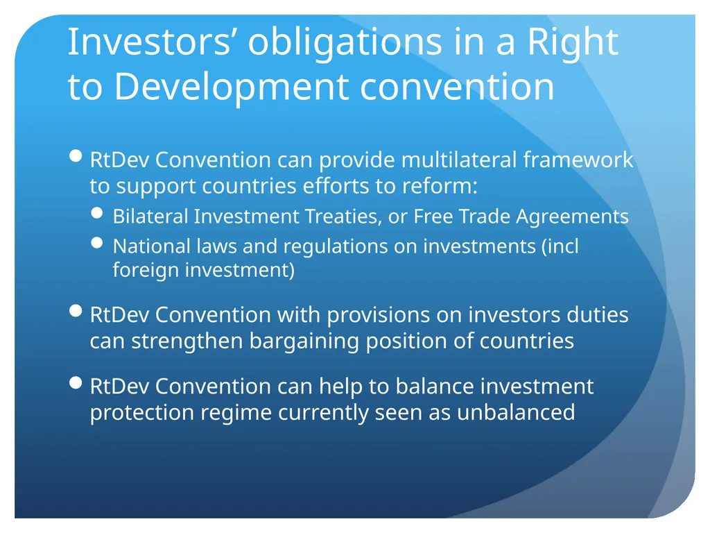 Right to development and Obligations for Investors - slide 3 of 7