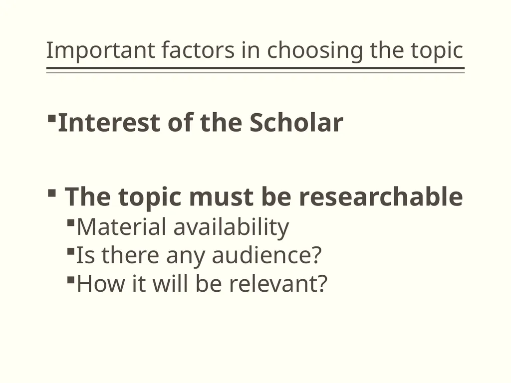 Choosing a Topic Intensive Regular Program EAW - - slide 10 of 20
