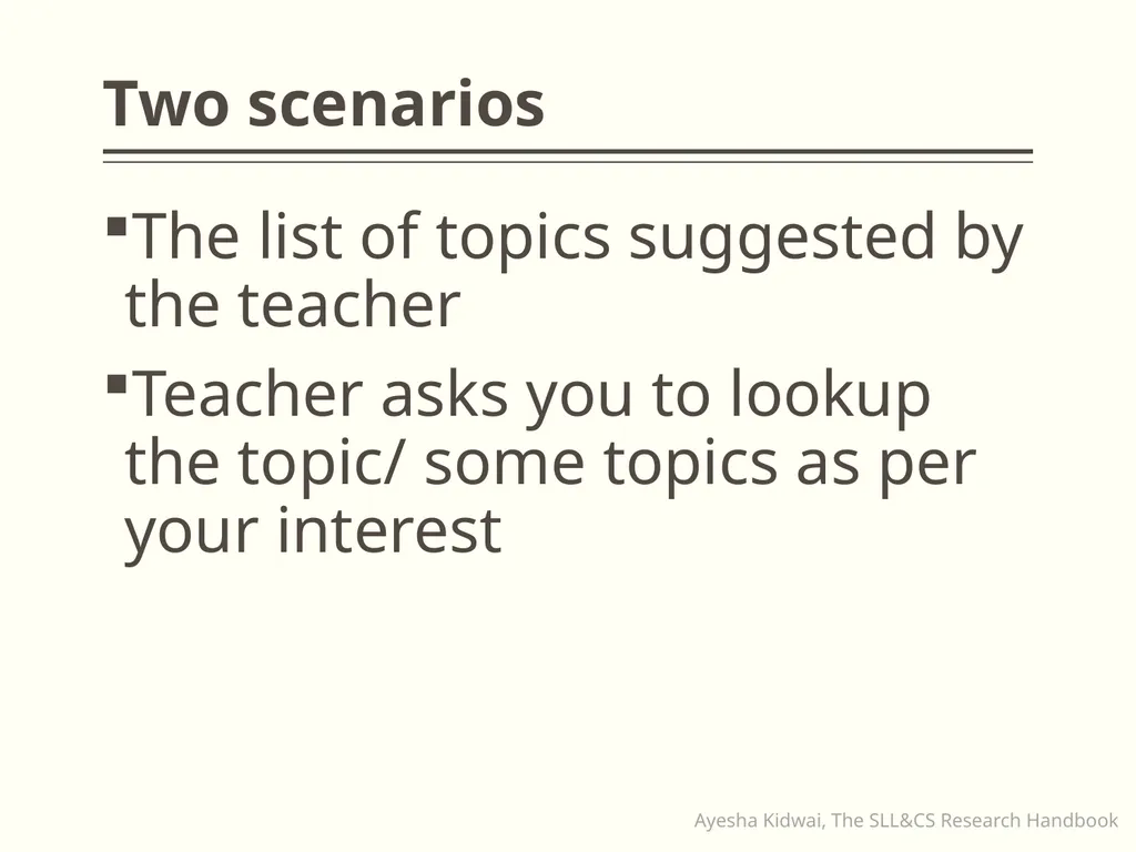 Choosing a Topic Intensive Regular Program EAW - - slide 9 of 20
