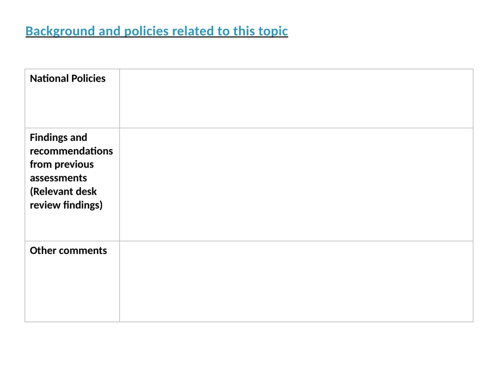 TOPIC WORKGROUP MEMBERS Background and policies - slide 3 of 8