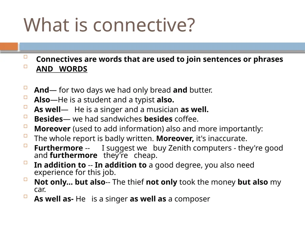 Topic: Connectives V P & R P T P Science - slide 2 of 9