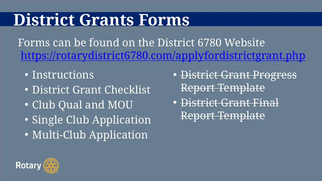 TITLE D6780 Grant Qualification & Management - slide 30 of 40