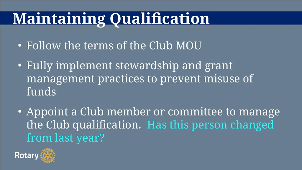 TITLE D6780 Grant Qualification & Management - slide 18 of 40
