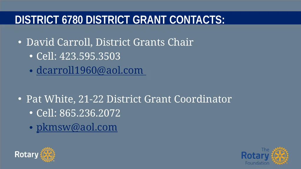 TITLE D6780 Grant Qualification & Management - slide 57 of 58