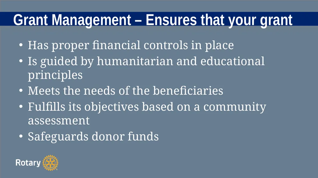 TITLE D6780 Grant Qualification & Management - slide 15 of 58