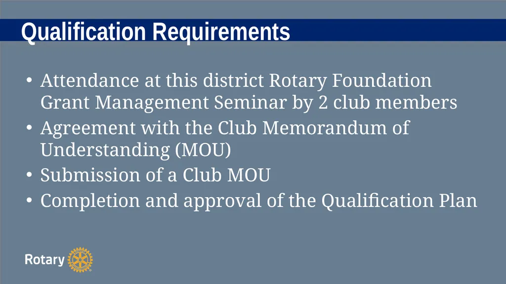 TITLE D6780 Grant Qualification & Management - slide 19 of 58