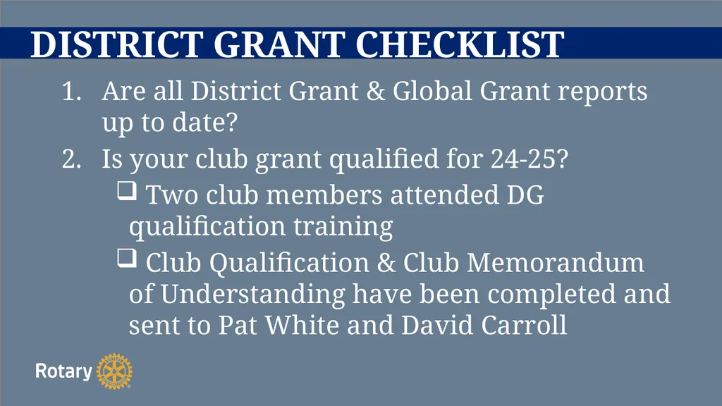 TITLE D6780 Grant Qualification & Management - slide 34 of 52
