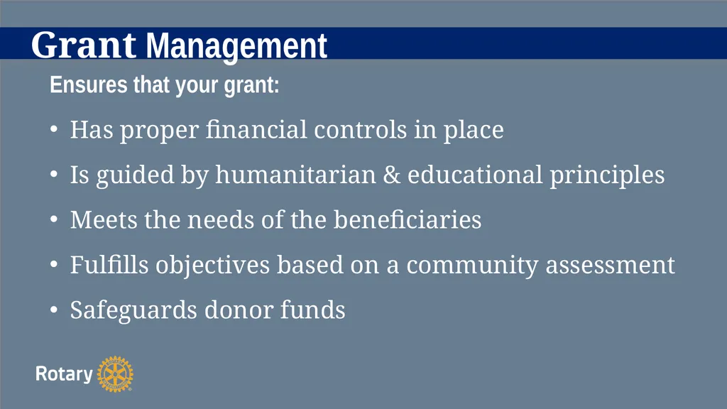 TITLE D6780 Grant Qualification & Management - slide 11 of 52