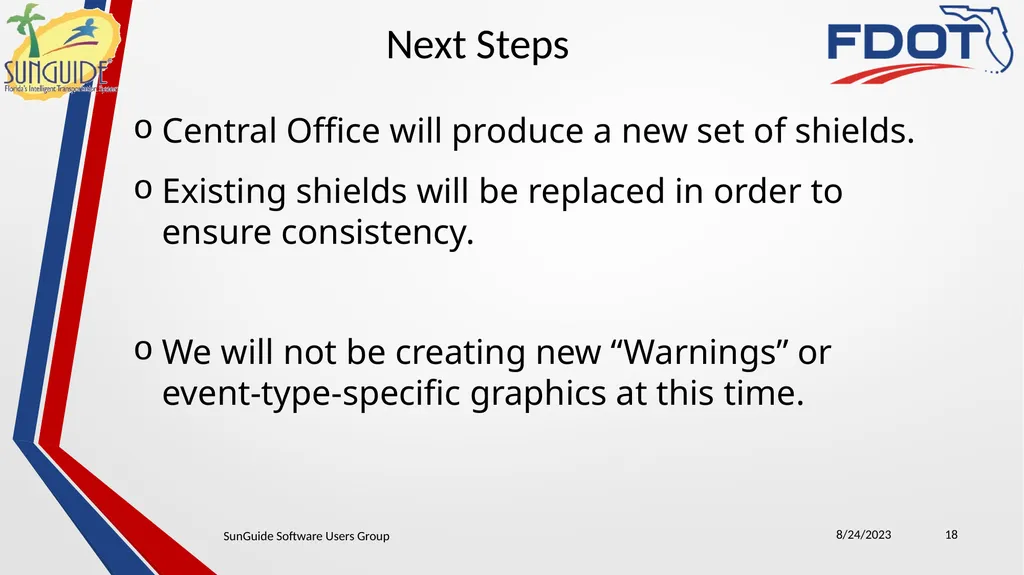 SunGuide Software Users Group Meeting August 24, - slide 18 of 21