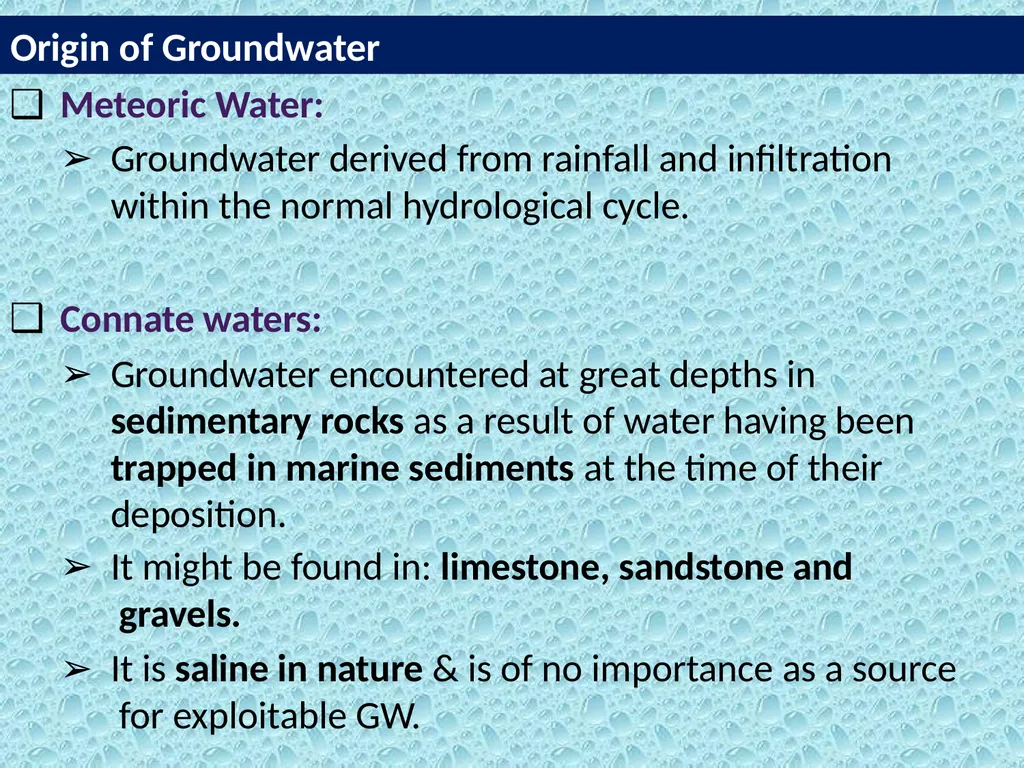 GROUND WATER DEFINITION OF GROUND WATER - slide 4 of 34