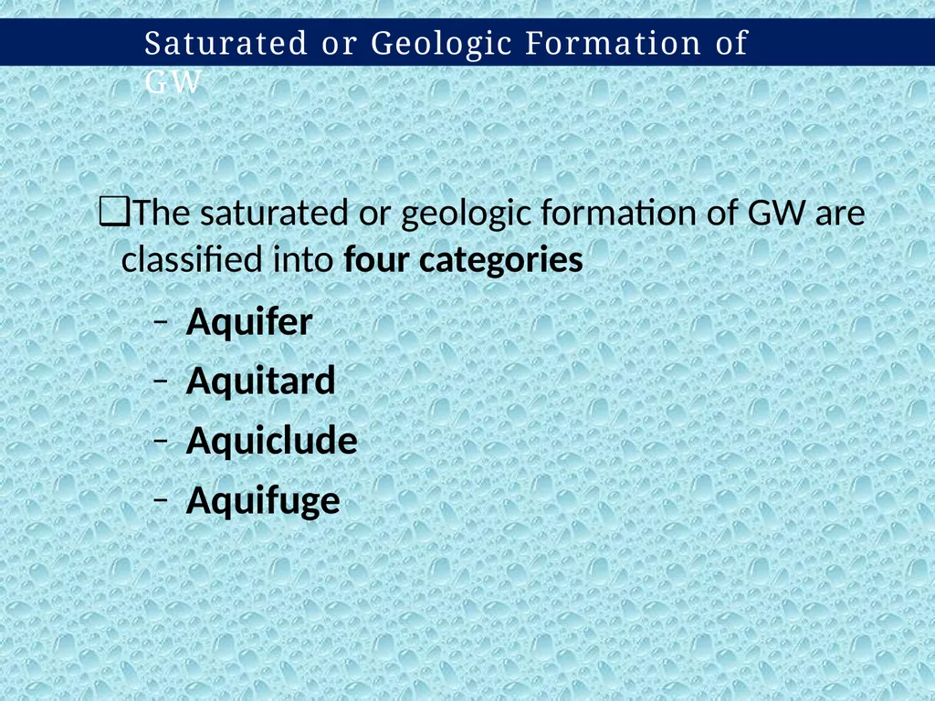 GROUND WATER DEFINITION OF GROUND WATER - slide 6 of 34