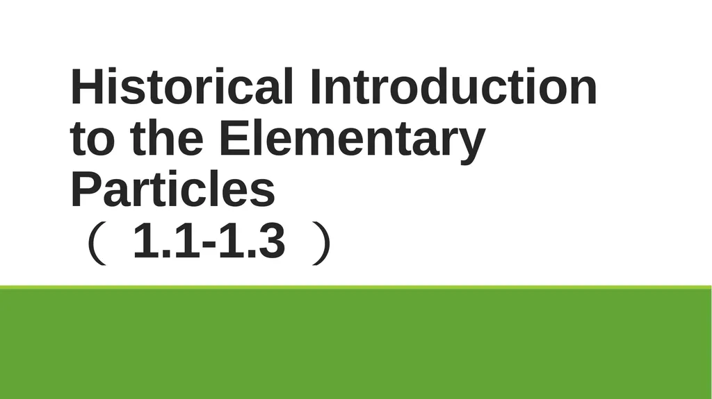 Historical Introduction to the Elementary