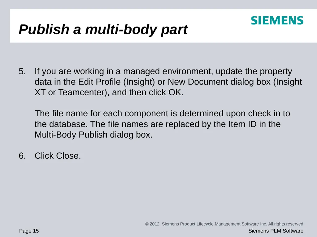 Solid Edge ST5 Training Multi-body modeling - slide 15 of 16