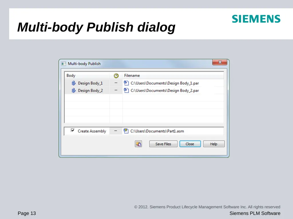 Solid Edge ST5 Training Multi-body modeling - slide 13 of 16
