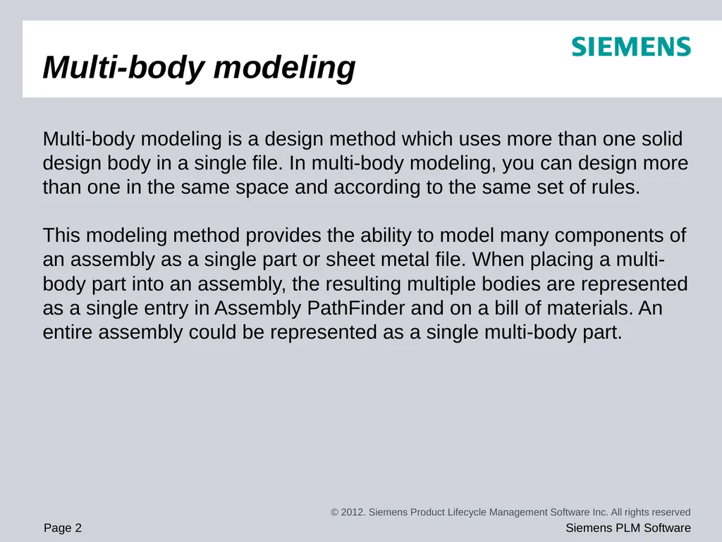 Solid Edge ST5 Training Multi-body modeling - slide 2 of 16