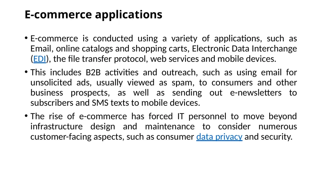 What is E-Commerce ? E-commerce is the buying and - slide 4 of 15