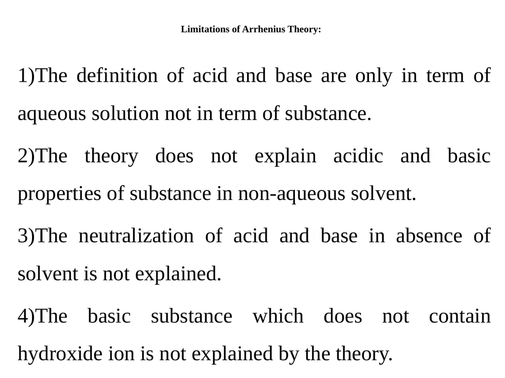 Acid, Base and Buffer Arrhenius Acid base theory - slide 4 of 36