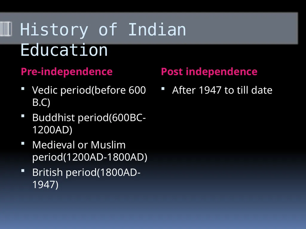 Education in ancient India History of Indian - slide 2 of 13