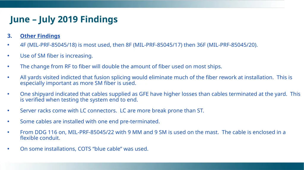 Shipboard Fiber Optic Cables Design Enhancements - slide 12 of 14