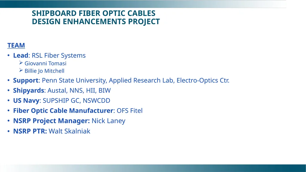 Shipboard Fiber Optic Cables Design Enhancements - slide 5 of 14