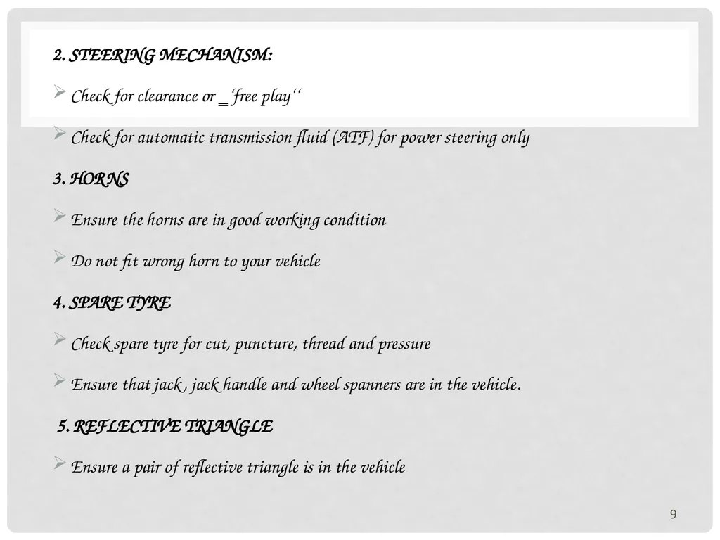 VEHICLE MAINTENANCE AND FIRE PROTECTION AND - slide 9 of 26