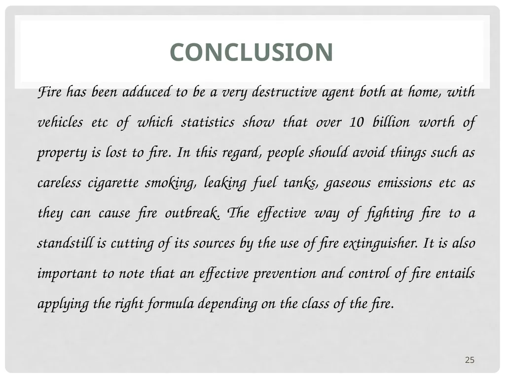 VEHICLE MAINTENANCE AND FIRE PROTECTION AND - slide 25 of 26