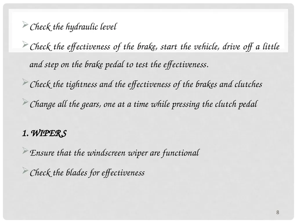 VEHICLE MAINTENANCE AND FIRE PROTECTION AND - slide 8 of 26