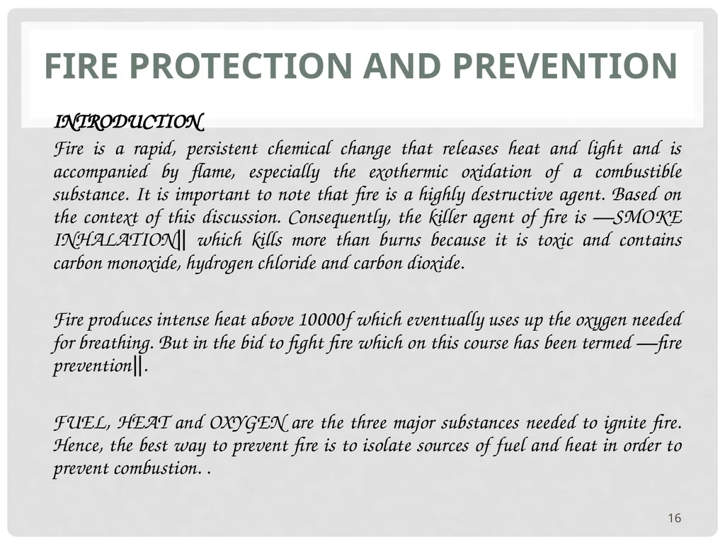 VEHICLE MAINTENANCE AND FIRE PROTECTION AND - slide 16 of 26