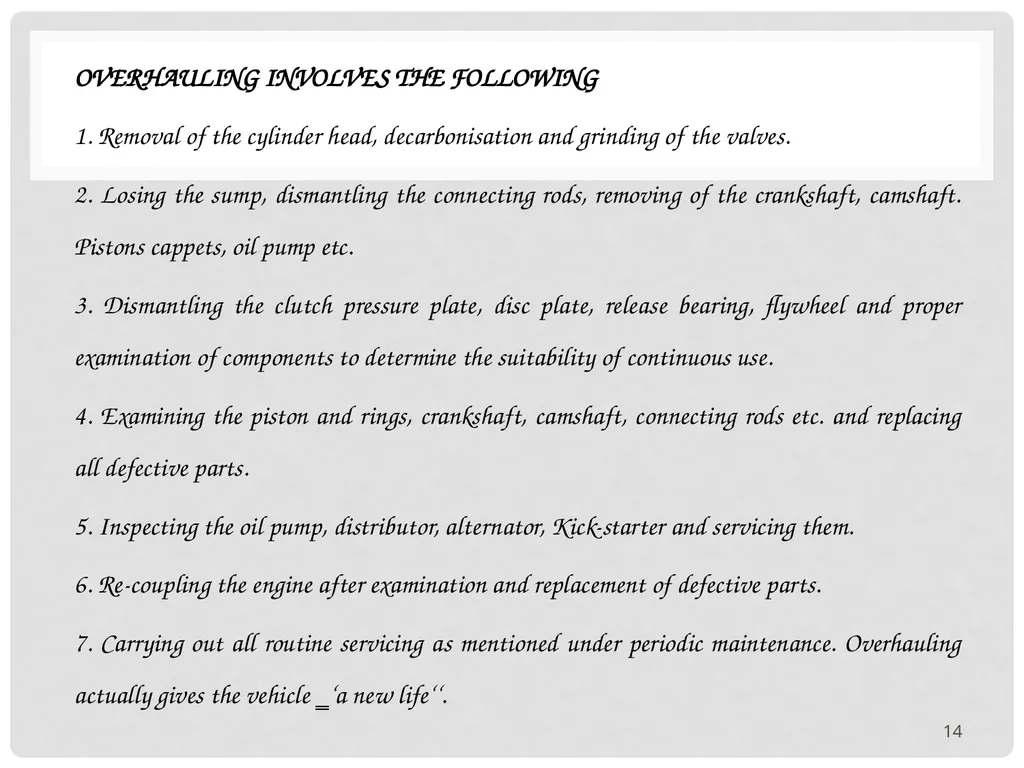 VEHICLE MAINTENANCE AND FIRE PROTECTION AND - slide 14 of 26