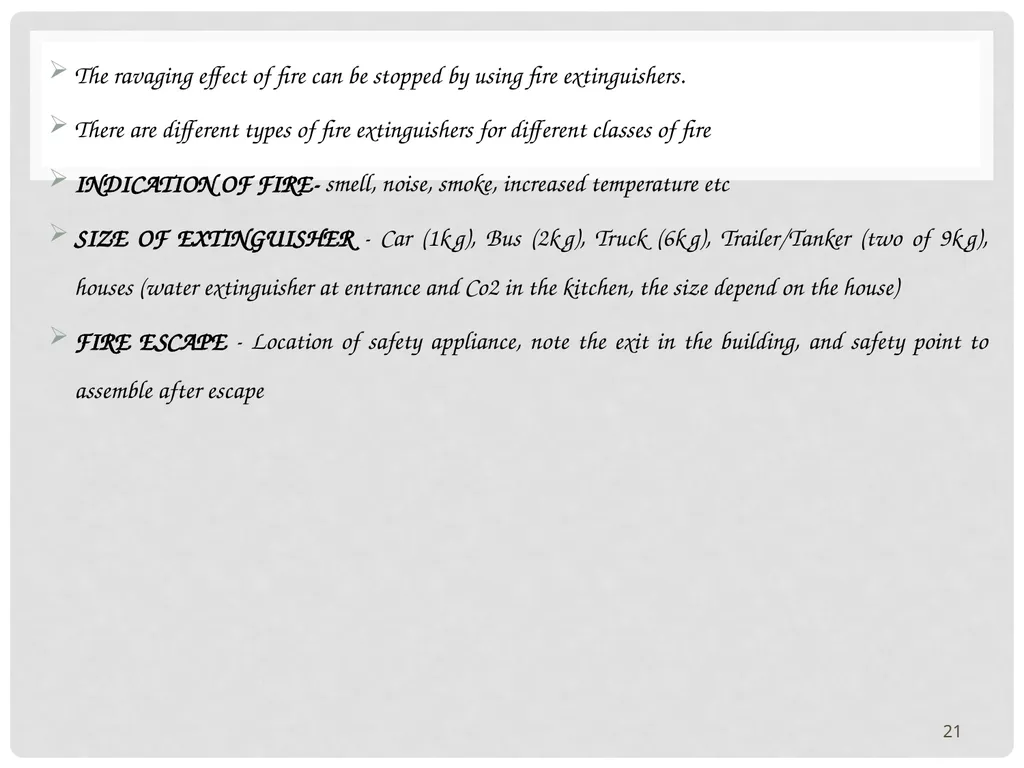 VEHICLE MAINTENANCE AND FIRE PROTECTION AND - slide 21 of 26