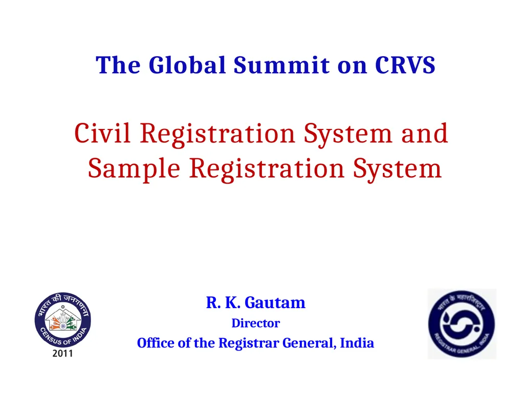 The Global Summit on CRVS Civil Registration - slide 1 of 66