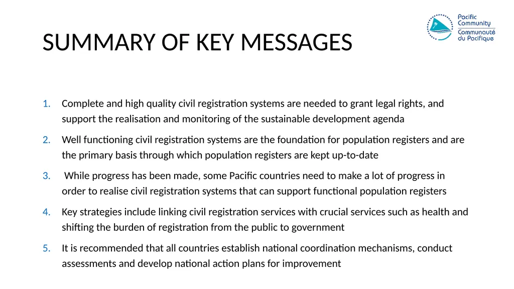 Civil registration systems IN THE PACIFIC; a - slide 13 of 14