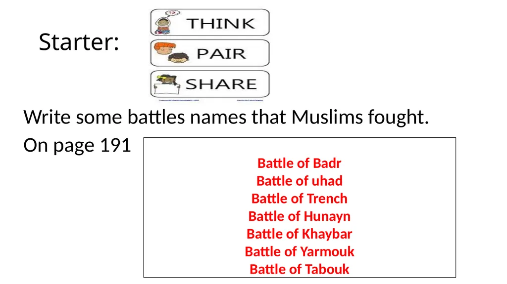Pg 190 Starter: Write some battles names that - slide 2 of 11