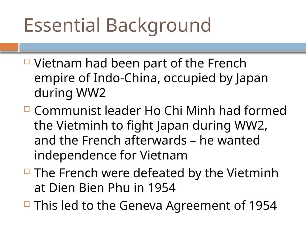 Vietnam 1964 - 1975 Revision Presentation Key - slide 3 of 37