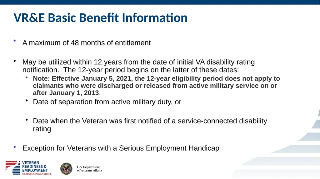 Welcome to VETERAN READINESS & EMPLOYMENT Chapter - slide 5 of 13