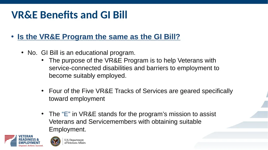 Welcome to VETERAN READINESS & EMPLOYMENT Chapter - slide 8 of 13