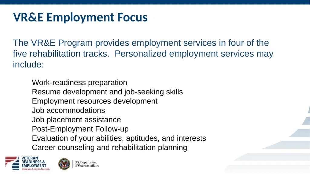 Welcome to VETERAN READINESS & EMPLOYMENT Chapter - slide 9 of 13