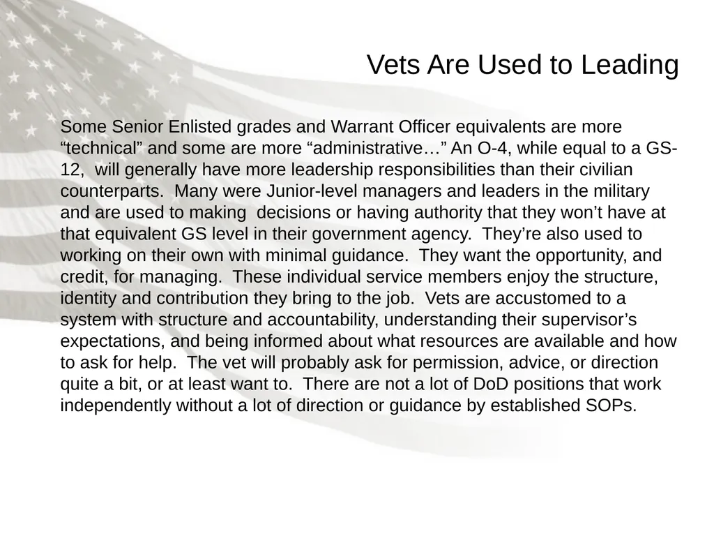 Helping a New Veteran Integrate into Your - slide 6 of 10