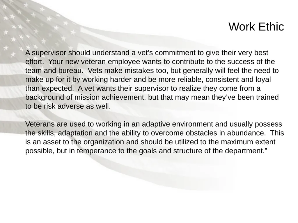 Helping a New Veteran Integrate into Your - slide 8 of 10