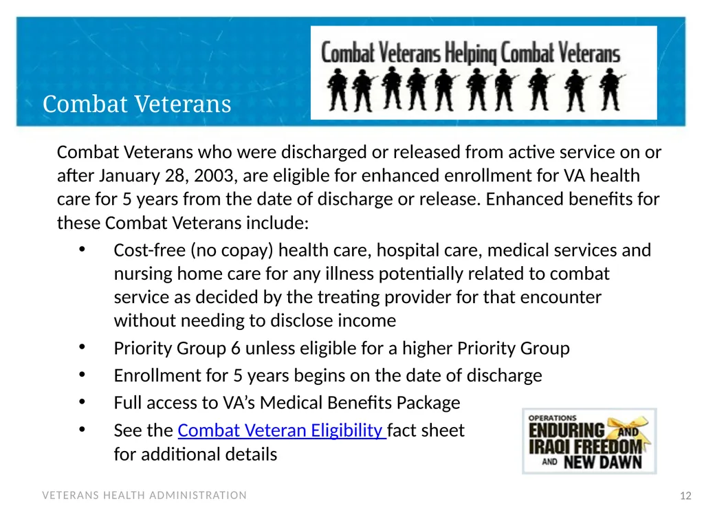 Veteran Eligibility and Enrollment Objectives In - slide 12 of 37