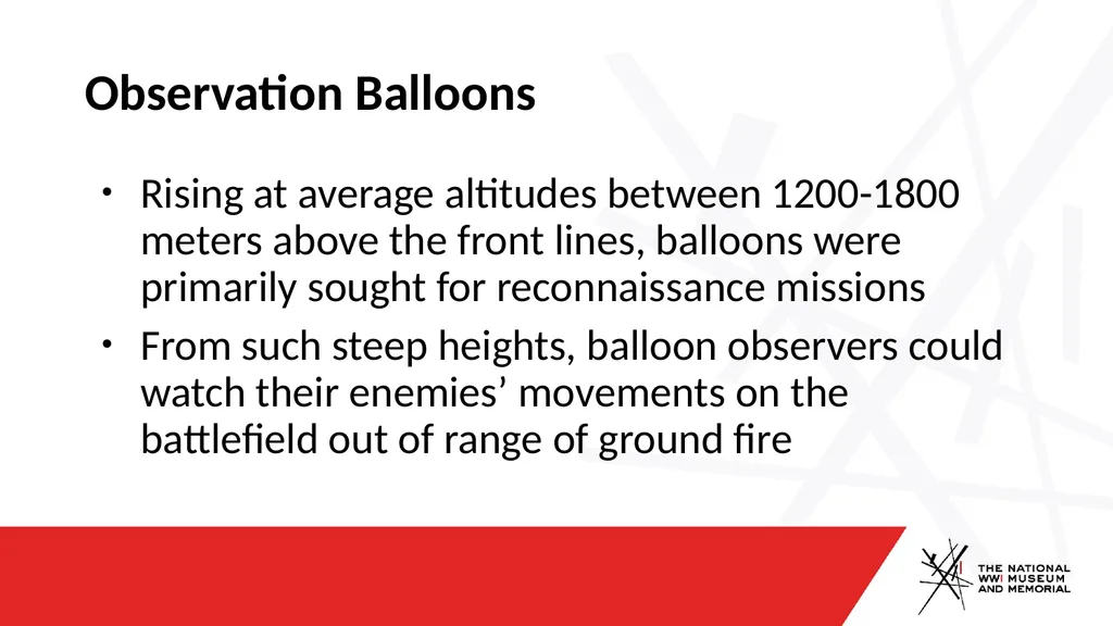 Observation Balloons Rising at average altitudes