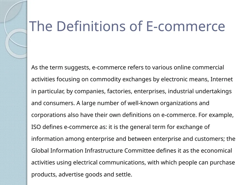 E-commerce course: Fundamentals of E-commerce The - slide 2 of 10